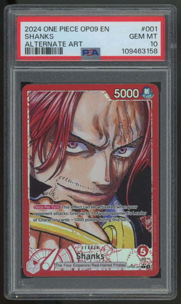 2024 One Piece Shanks OP09 Alt Art #001 PSA 10