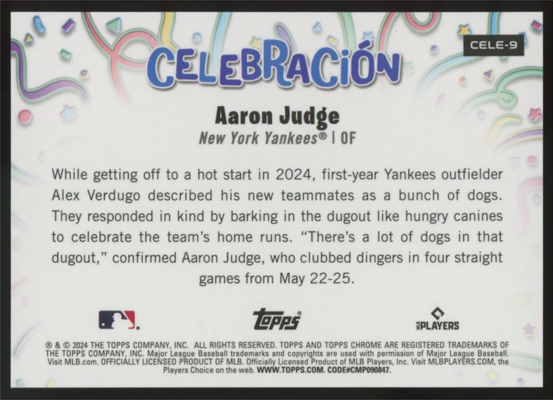 2024 Topps Chrome Aaron Judge Celebracion Refractor /99 #Cele-9