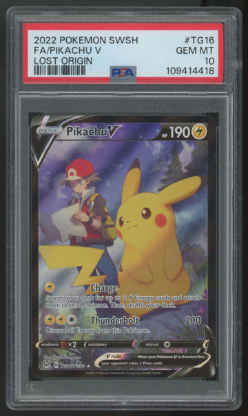 2022 Pokemon Pikachu V Lost Origin Full Art #TG16 PSA 10 (B)