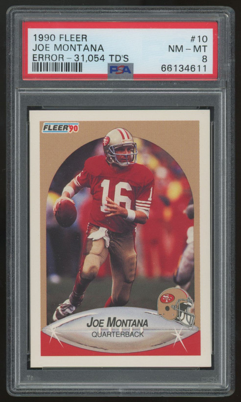 1990 Fleer Joe Montana TD's Error #10 PSA 8 *611