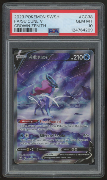 2023 Pokemon Suicune V Crown Zenith Full Art #GG38 PSA 10 (C)
