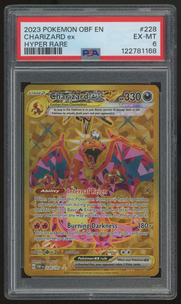 2023 Pokemon Charizard ex Obsidian Flames Hyper Rare #228 PSA 6