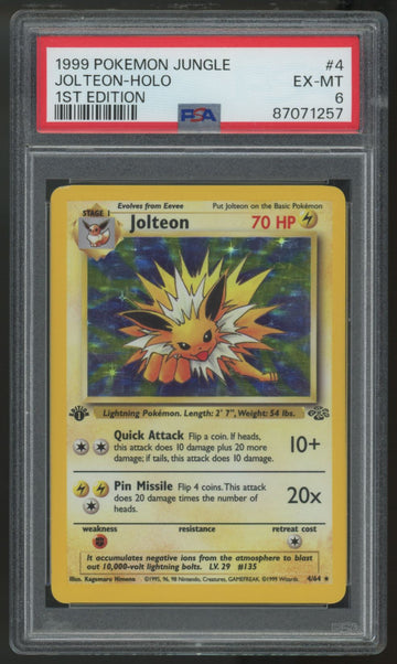 1999 Pokemon Jolteon 1st Edition Jungle Holo #4 PSA 6