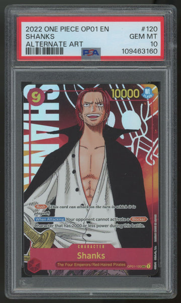2022 One Piece Shanks OP01 Alt Art #120 PSA 10 (C)