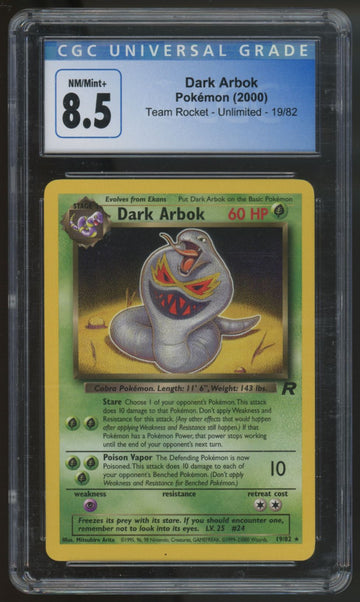 2000 Pokemon Dark Arbok Team Rocket Unlimited #19 CGC 8.5