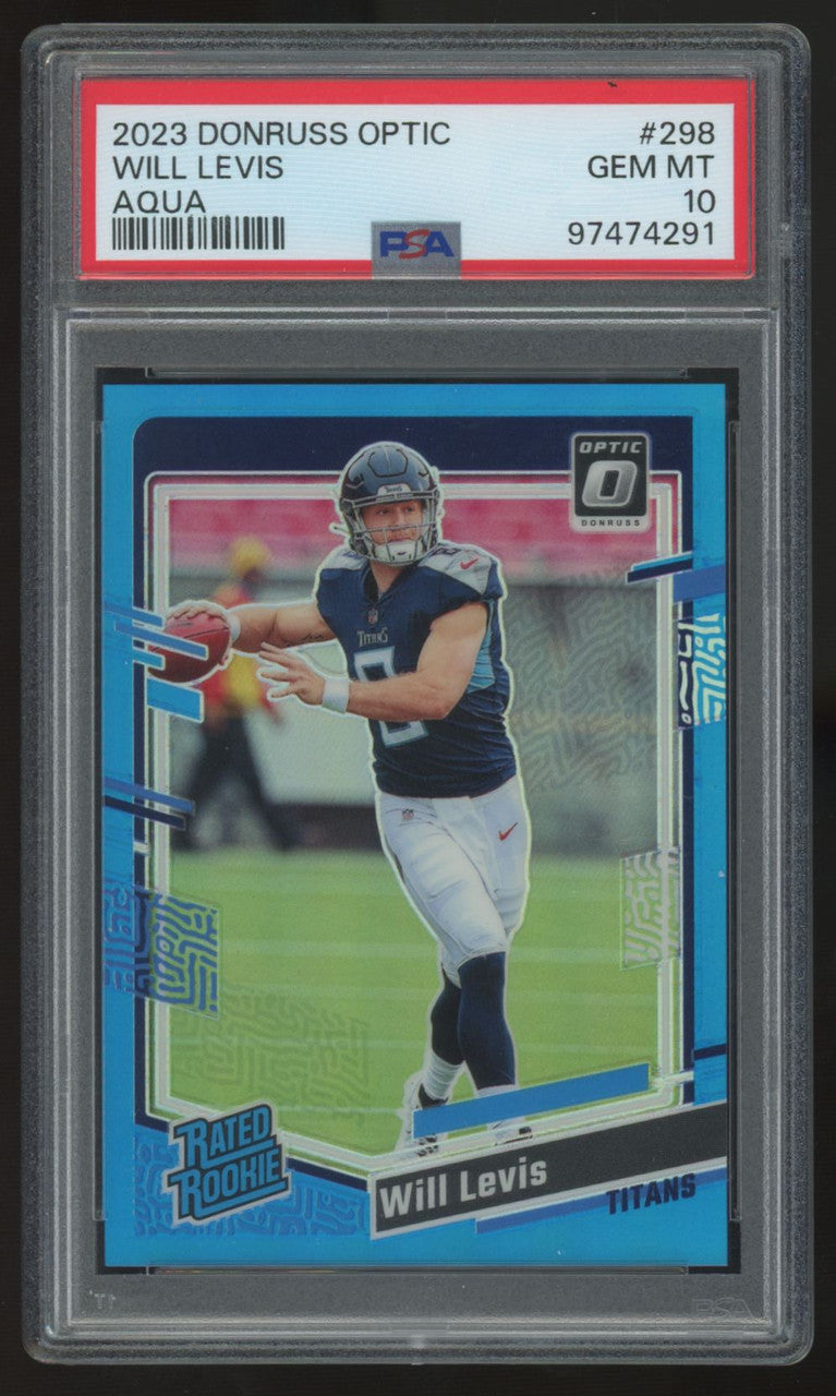 2023 Panini Donruss Optic Will Levis Rated Rookie Aqua /299 #298 PSA 10