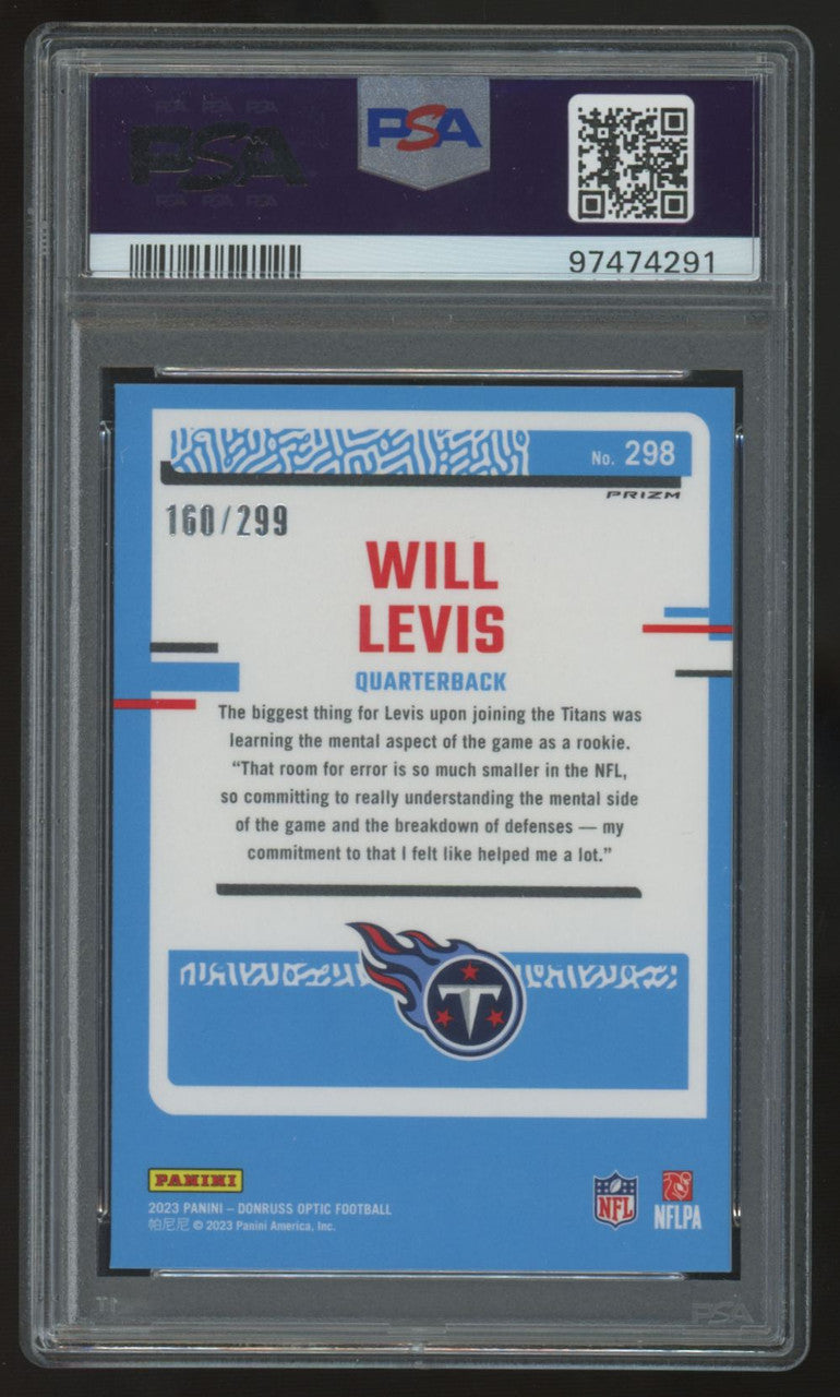 2023 Panini Donruss Optic Will Levis Rated Rookie Aqua /299 #298 PSA 10