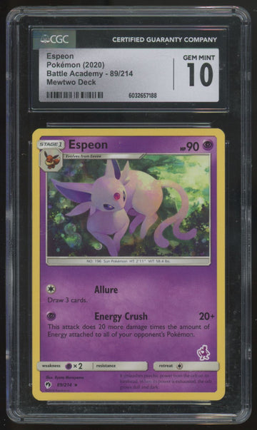2020 Pokemon Espeon Battle Academy Mewtwo Deck #89 CGC 10