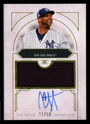 2025 Topps Definitive Collection CC Sabathia Patch Auto /50 #DAR-CC