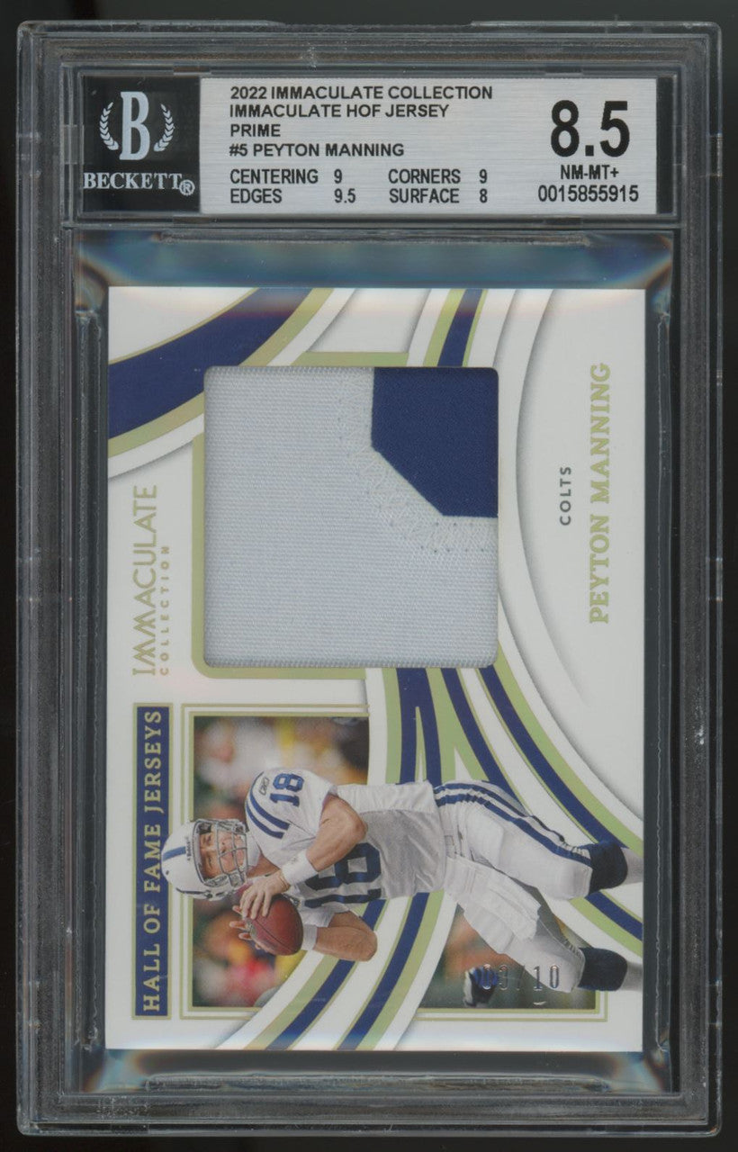 Pma Patch 2022 Immaculate Peyton Manning HOF Jersey Patch /10 #IHOF-PMA BGS 8.5 ...