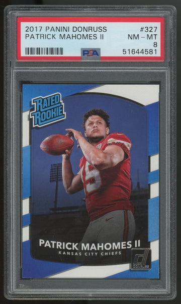 2017 Donruss Patrick Mahomes RC Rated Rookie #327 PSA 8