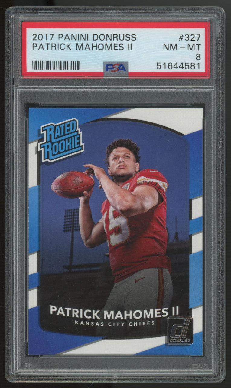 2017 Donruss Patrick Mahomes RC Rated Rookie #327 PSA 8
