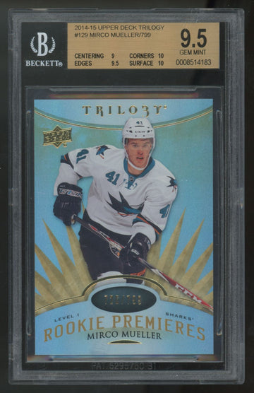 2014-15 Upper Deck Trilogy Mirco Mueller RC Premieres /799 #129 BGS 9.5