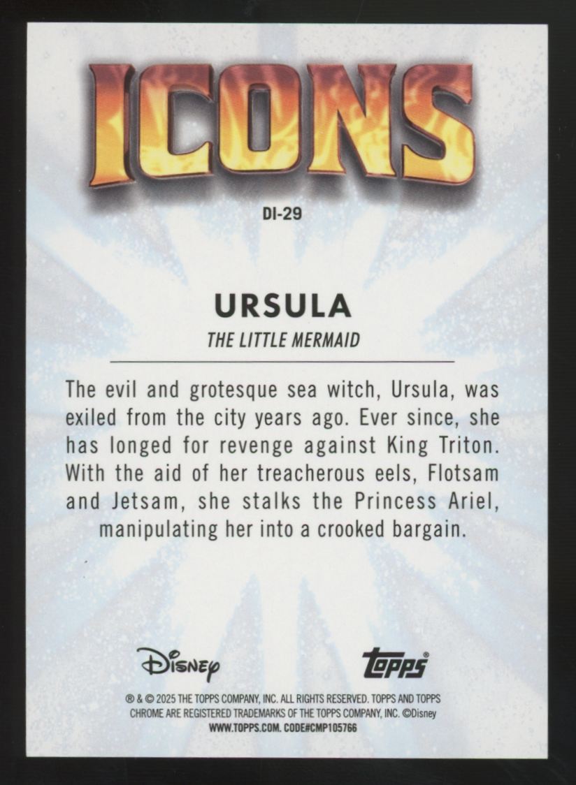 2025 Topps Chrome Disney Ursula Icons Orange Refractor /25 #DI-29