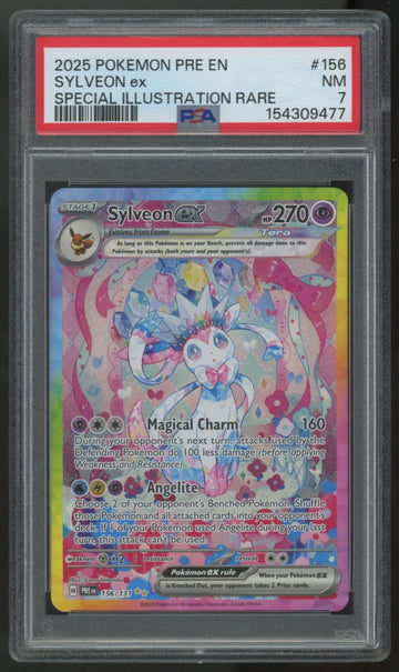 2025 Pokemon Sylveon ex Prismatic Evolutions SIR #156 PSA 7