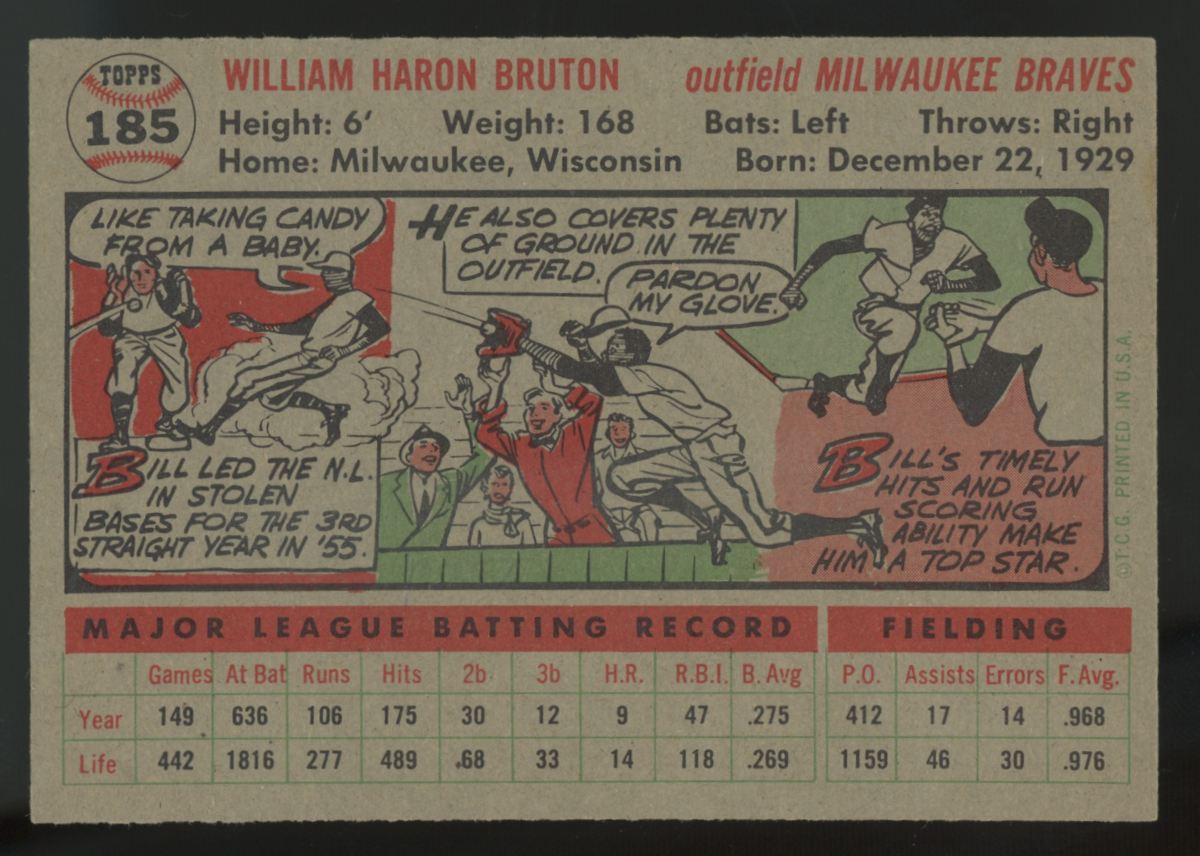 1956 Topps Bill Bruton #185 NM