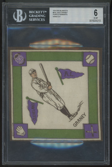1914 B18 Blankets Jack Graney Purple Pennants BGS 6