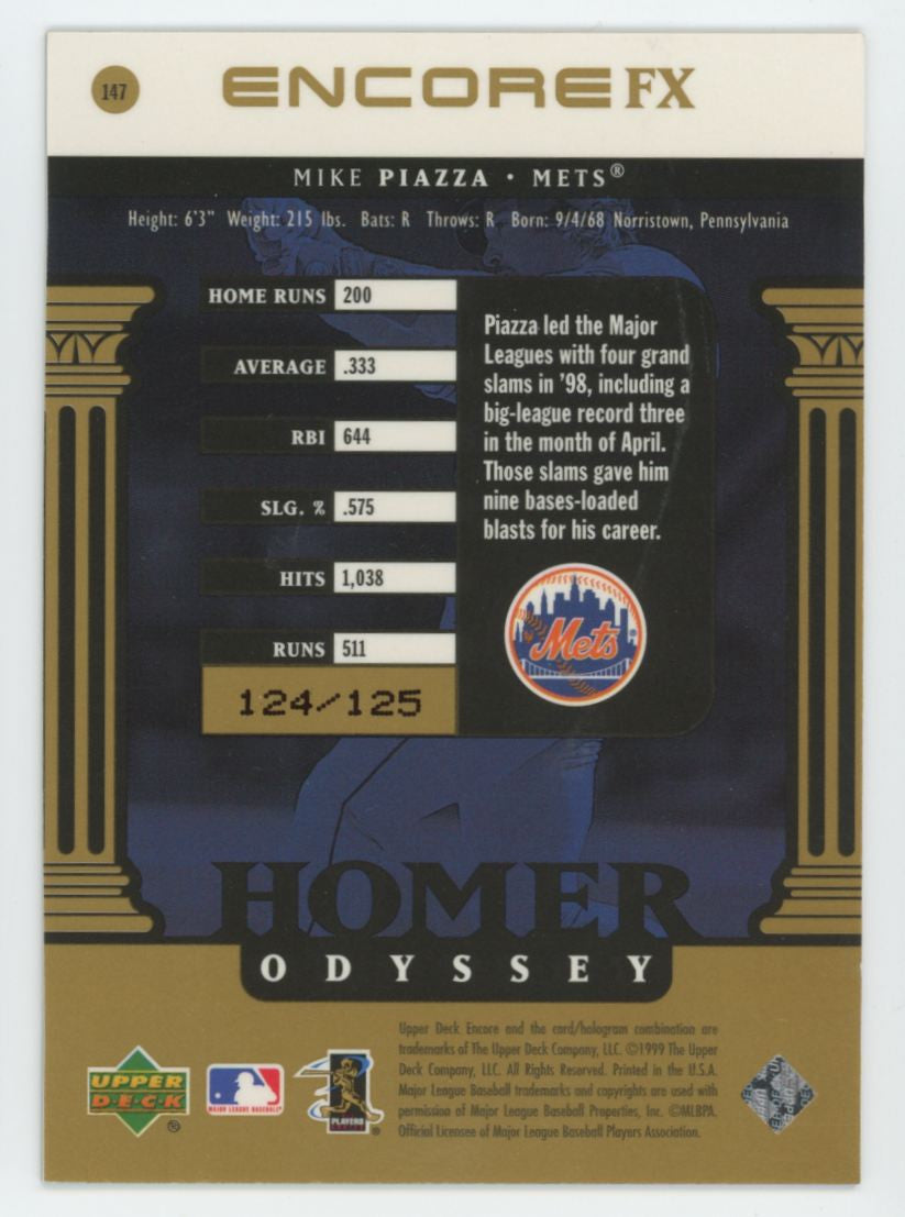 1999 Upper Deck Encore Mike Piazza Homer Gold FX /125 #147