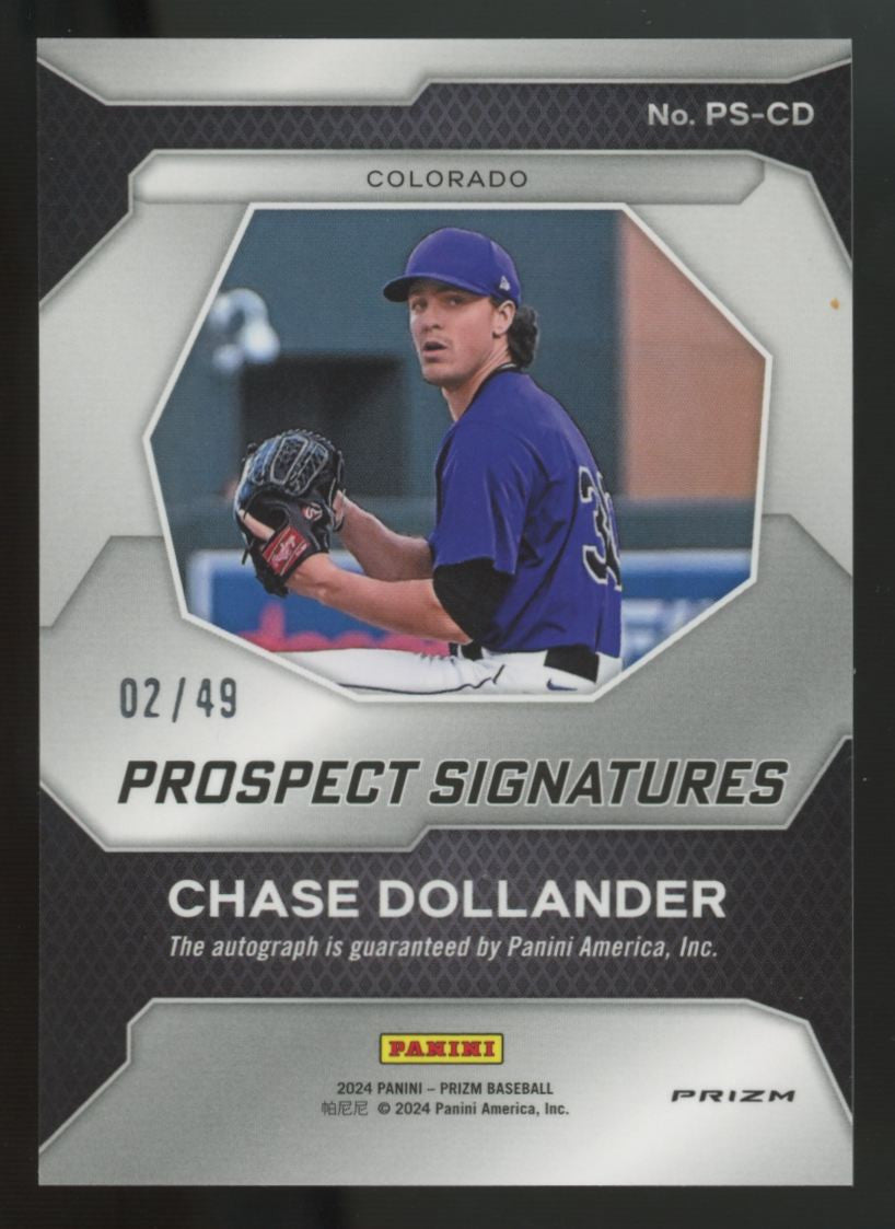2024 Panini Prizm Chase Dollander Prospect Signatures Blue Auto /49 #PS-CD