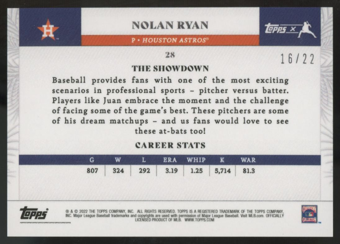 2022 Topps x Juan Soto Nolan Ryan The Showdown Orange /22 #28