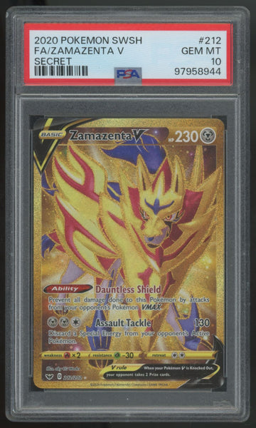2020 Pokemon Zamazenta V Sword and Shield Secret Rare #212 PSA 10