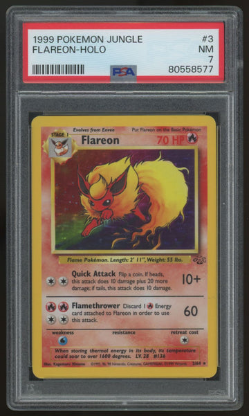 1999 Pokemon Flareon Jungle Unlimited Holo #3 PSA 7