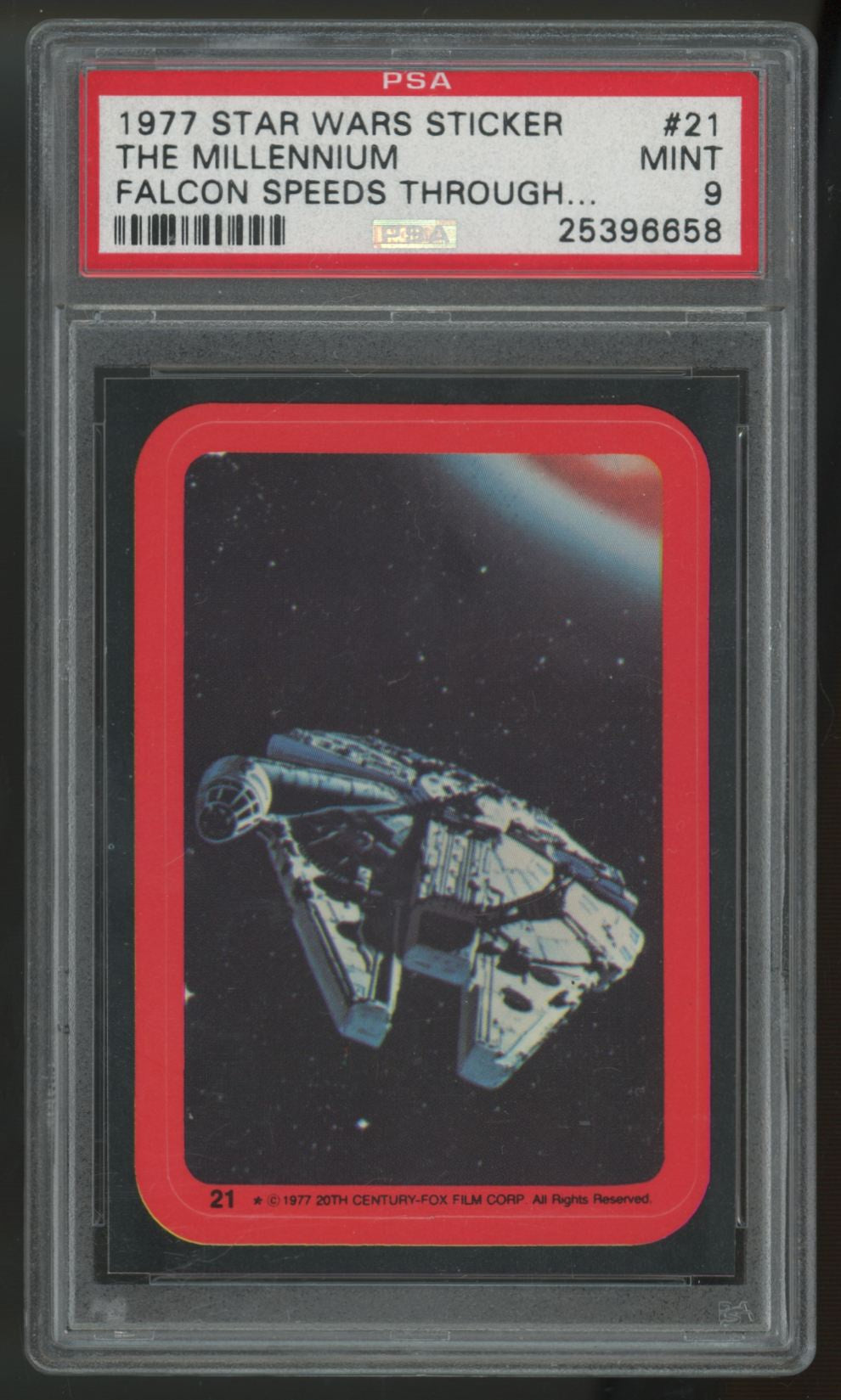 1977 Topps Star Wars Stickers Series 2 The Millennium Falcon Speeds #21 PSA 9