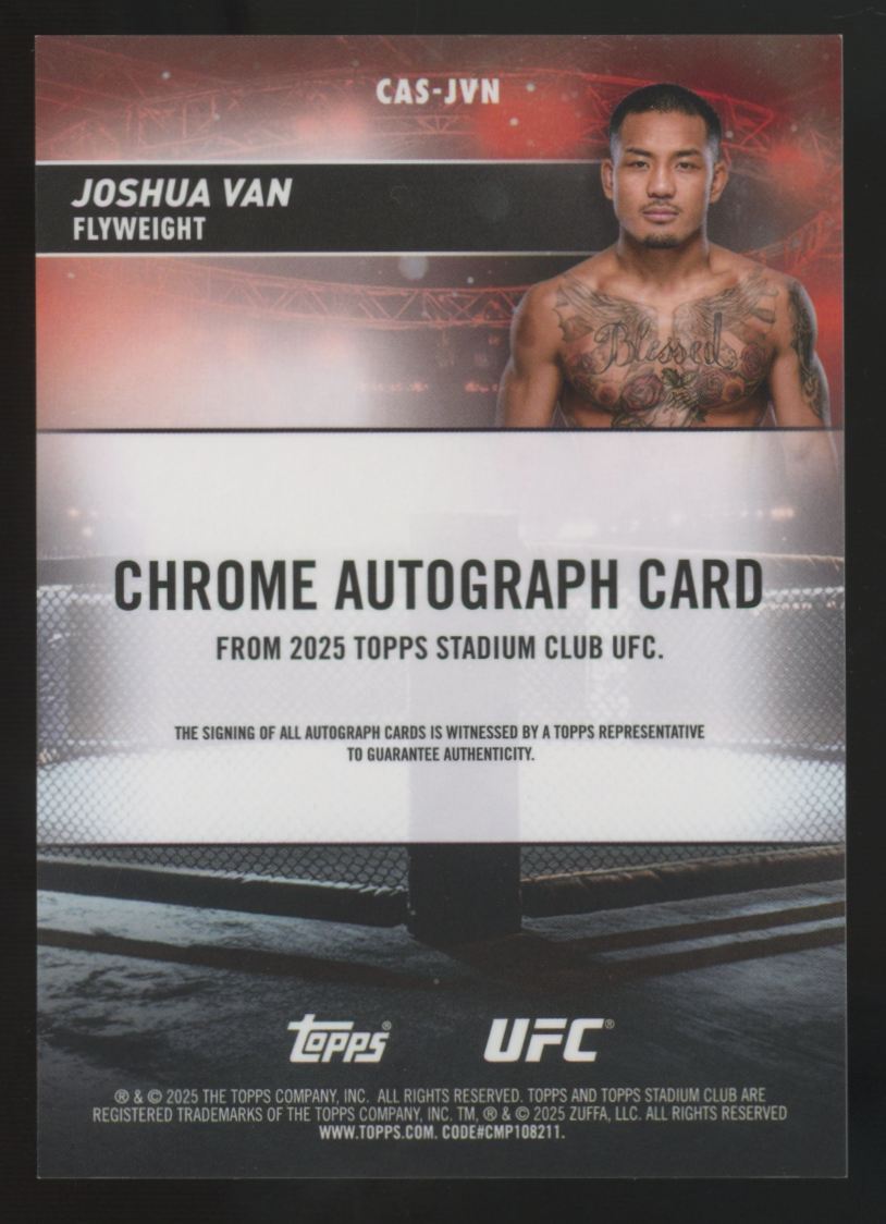 2025 Topps Stadium Club UFC Joshua Van RC Chrome Auto #CAS-JVN