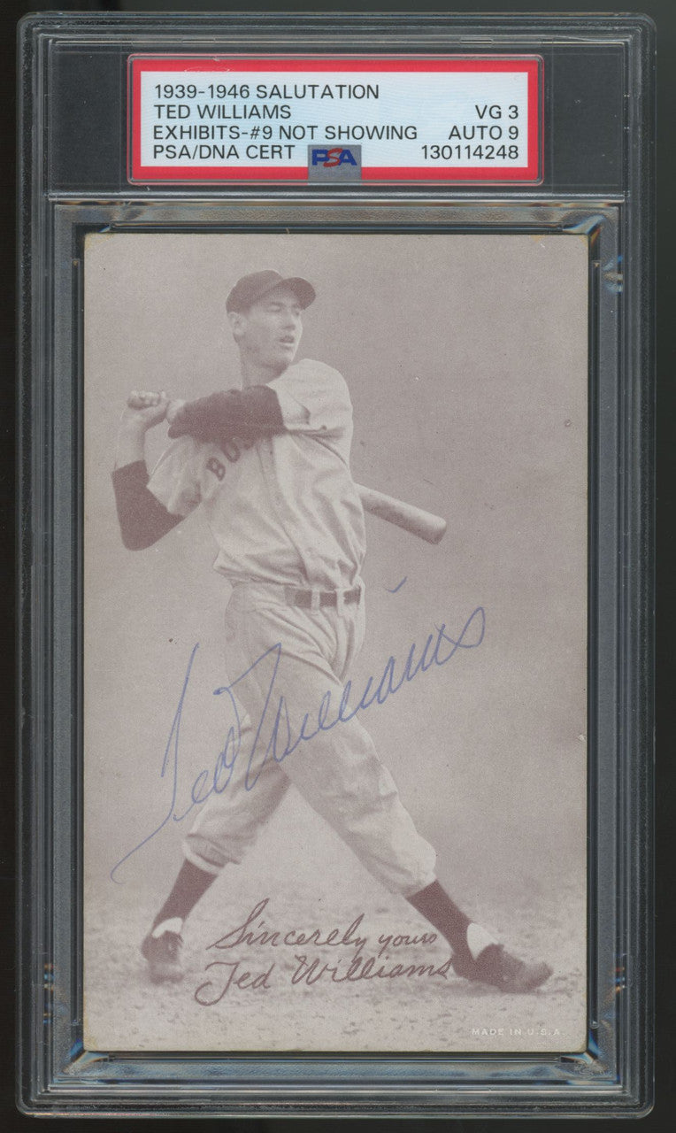 1939-46 Salutation Ted Williams Exhibits Auto #9 Not Showing PSA 3 9