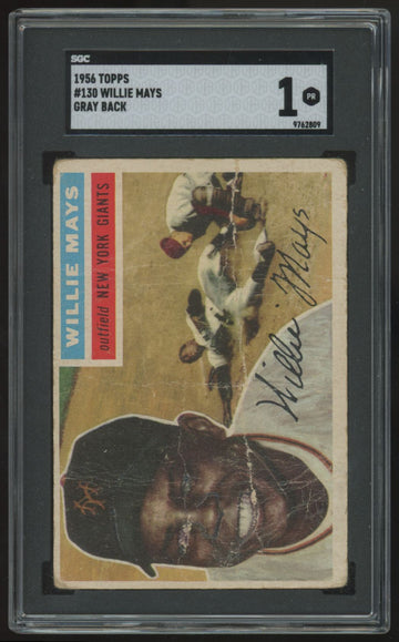 1956 Topps Willie Mays Gray Back #130 SGC 1 *809