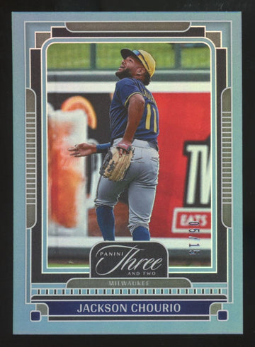 2025 Panini Three & Two Jackson Chourio Holo Blue /15 #12