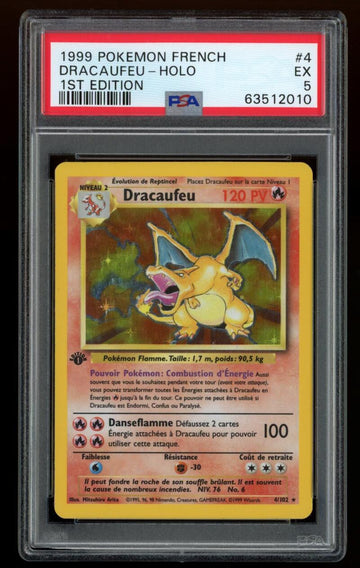 1999 Pokemon Base Set 1st Edition French Holo Charizard #4 PSA 5 EX