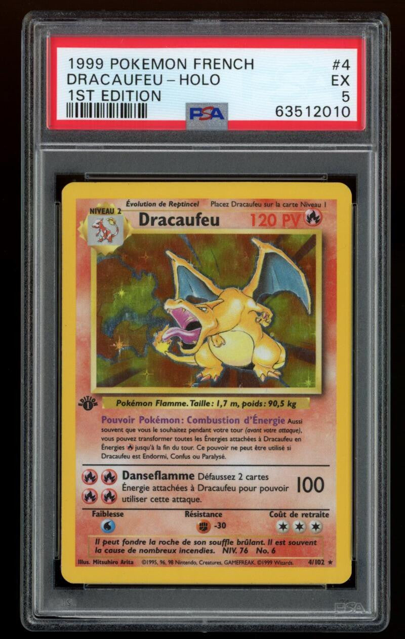 1999 Pokemon Base Set 1st Edition French Holo Charizard #4 PSA 5 EX