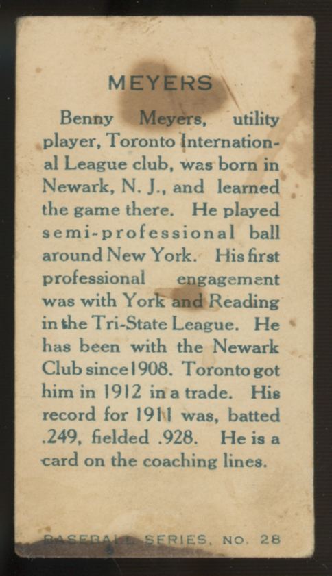 1912 C46 Imperial Benny Meyers #28 F/G