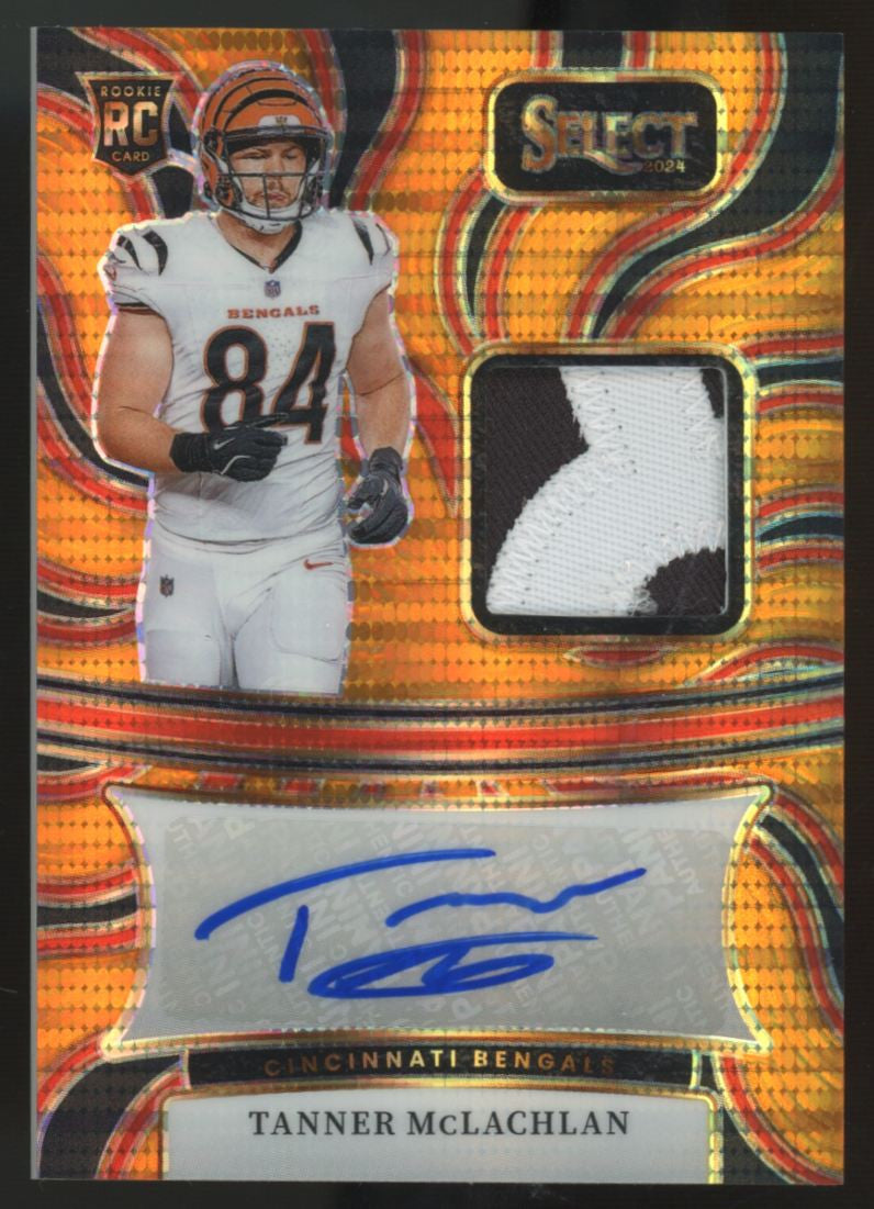 2024 Panini Select Tanner McLachlan RC Patch Auto Neon Orange Pulsar RPA /35