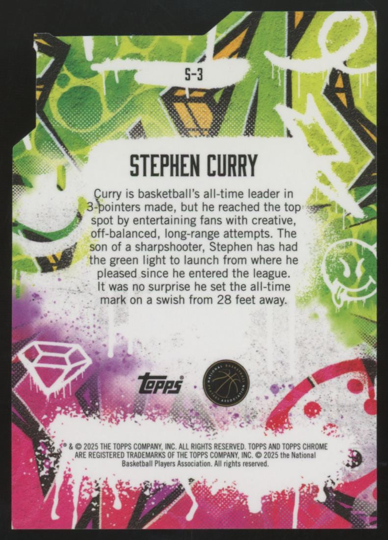 2024-25 Topps Finest Stephen Curry Show Stoppers Die-Cut Refractor /100 #S-3