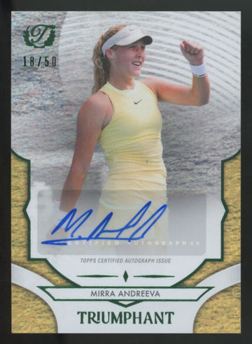 2025 Topps Triumphant Mirra Andreeva Confetti Gold Auto /50 #48-A