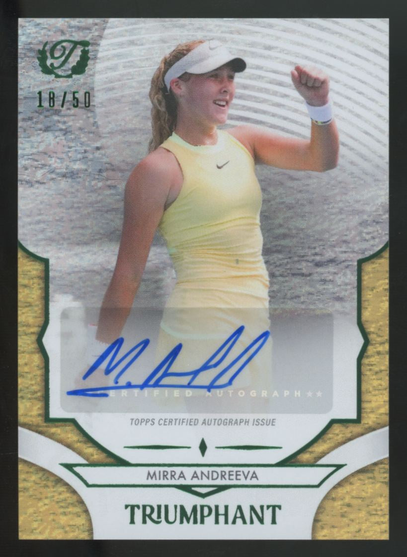 2025 Topps Triumphant Mirra Andreeva Confetti Gold Auto /50 #48-A