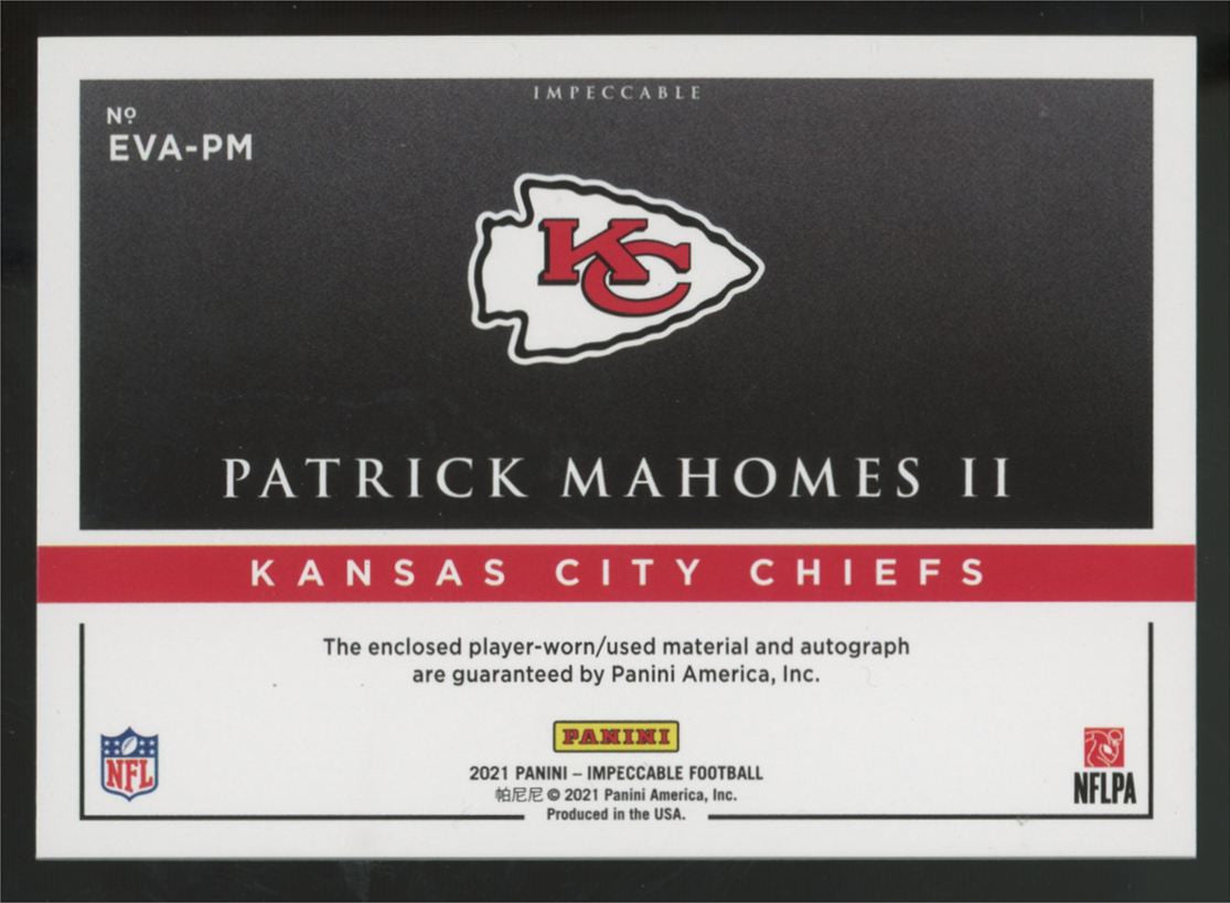 2021 Panini Impeccable Patrick Mahomes II Elegance Veteran Patch Auto /8 #EVA-PM