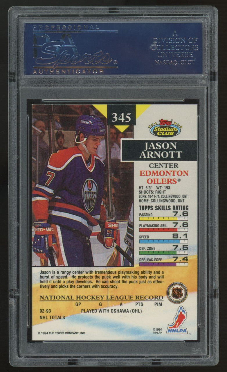 1993-94 Topps Stadium Club Jason Arnott RC Debut Members Only #345 PSA 10