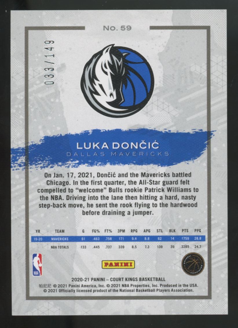 2020-21 Panini Court Kings Luka Doncic Ruby /149 #59