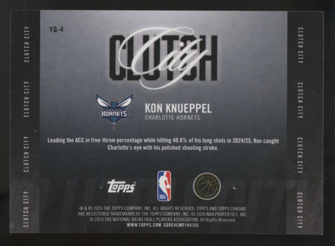 2025-26 Topps Chrome Update Kon Knueppel RC Blue Clutch City /150 #YQ-4
