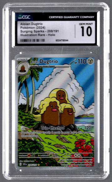 2024 Pokemon Alolan Dugtrio Surging Sparks Illustration Rare #208 CGC 10