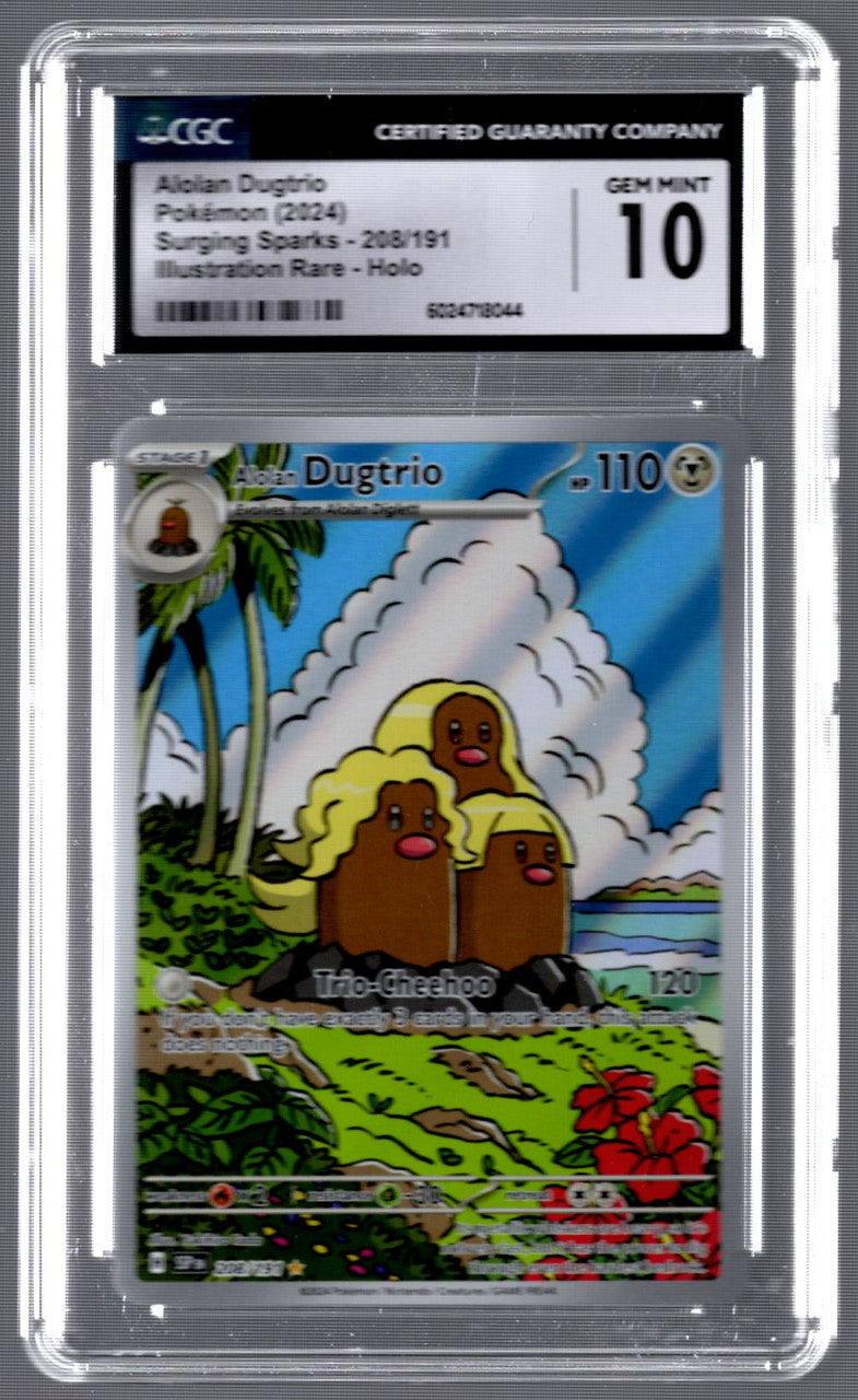 2024 Pokemon Alolan Dugtrio Surging Sparks Illustration Rare #208 CGC 10