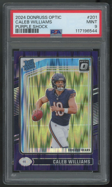 2024 Donruss Optic Caleb Williams RC Rated Rookie Purple Shock #201 PSA 9