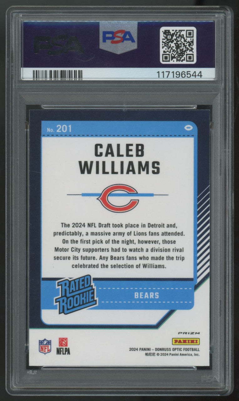 2024 Donruss Optic Caleb Williams RC Rated Rookie Purple Shock #201 PSA 9