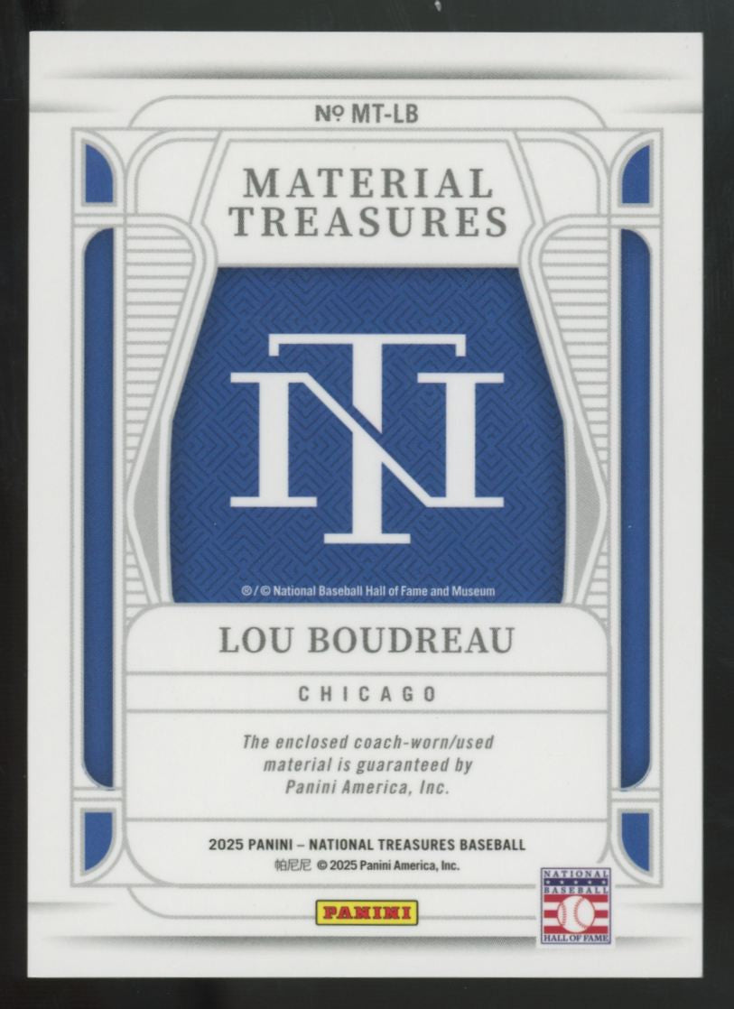 2025 Panini National Treasures Lou Boudreau Material Treasures Patch /99 #MT-LB