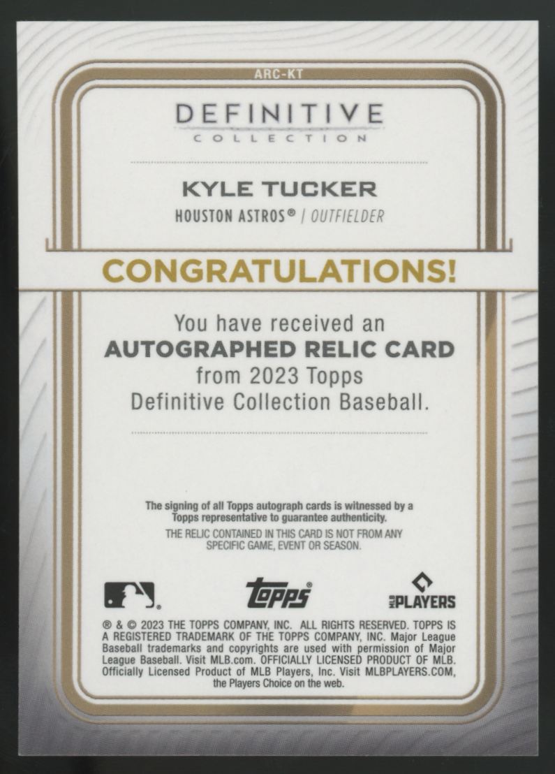 2023 Topps Definitive Collection Kyle Tucker Relic Auto /50 #ARC-KT