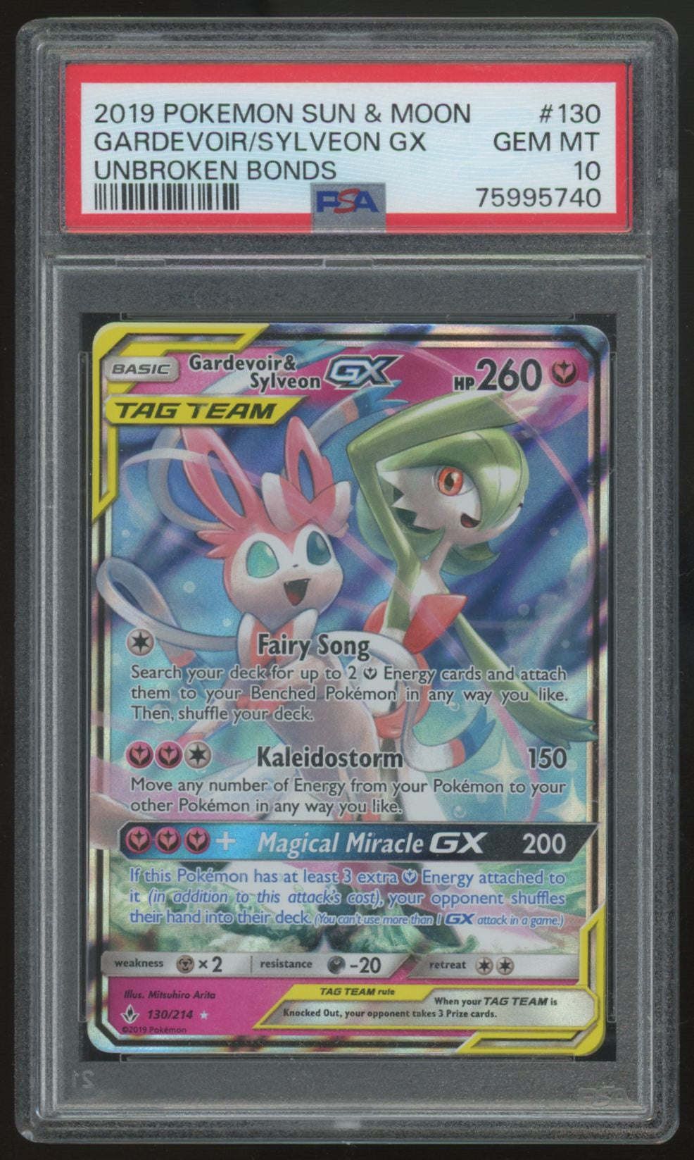 2019 Pokemon Gardevoir & Sylveon GX Unbroken Bonds Holo #130 PSA 10