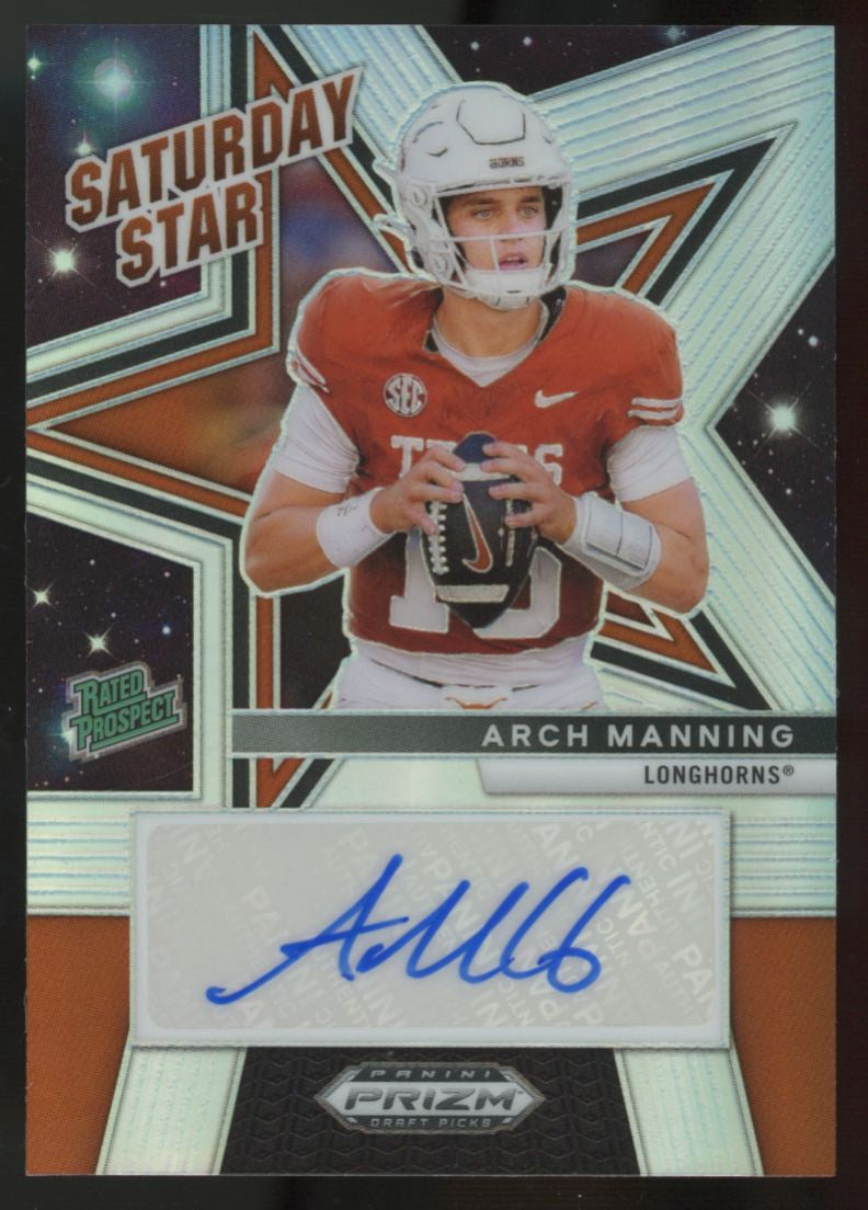 2025 Prizm Draft Arch Manning Rated Prospect Saturday Star Silver Auto #SSS-AMG